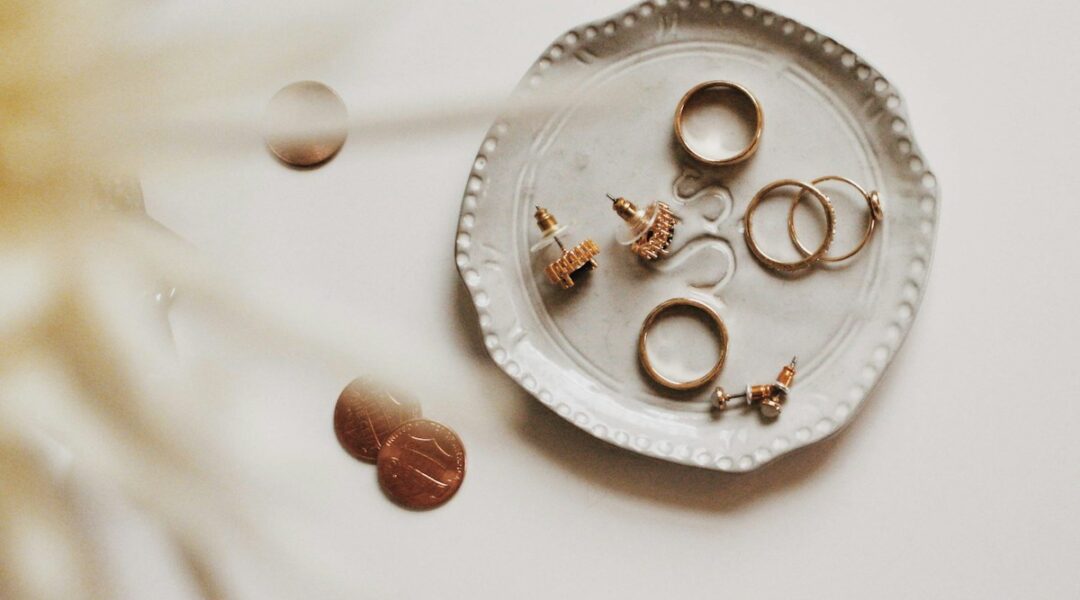 gold-colored jewelries