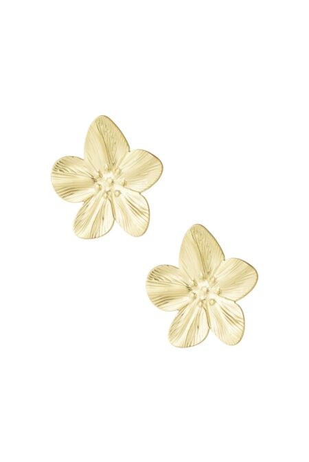 boucles d’oreilles fleur en acier inoxydable doré, modèle Alina
