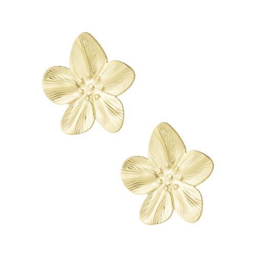 boucles d’oreilles fleur en acier inoxydable doré, modèle Alina