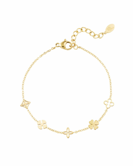 Bracelet fin en acier inoxydable doré avec motifs symboliques délicats