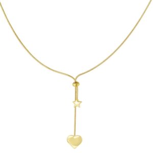 Collier doré en acier inoxydable avec pendentif cœur et étoile, bijou femme minimaliste et élégant.