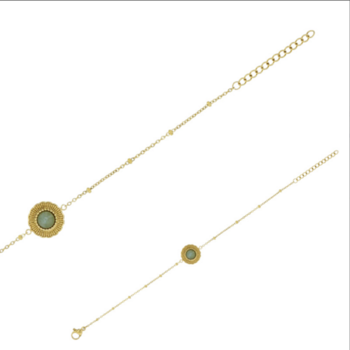 Bracelet Belle en acier doré avec motif soleil et aventurine