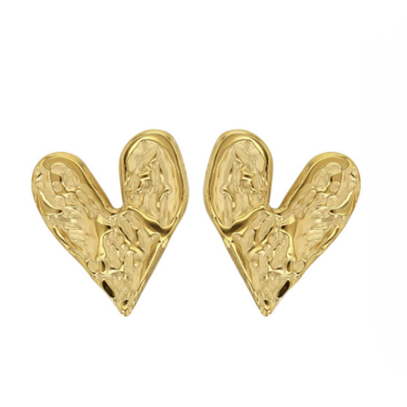Boucles d’oreilles cœur martelé en acier inoxydable doré Passiona