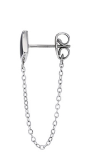 Boucles Dolce en acier avec mini chaîne et losange en résine noire