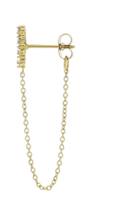 Boucles Lumina en acier doré avec mini chaîne et oxydes de zirconium