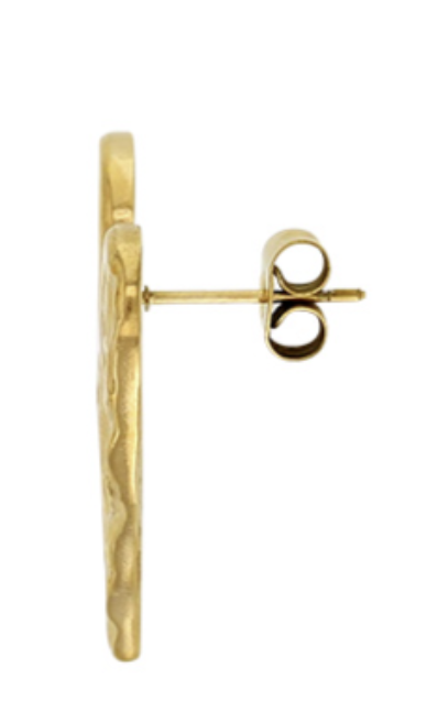 Boucles d’oreilles cœur martelé en acier inoxydable doré Passiona