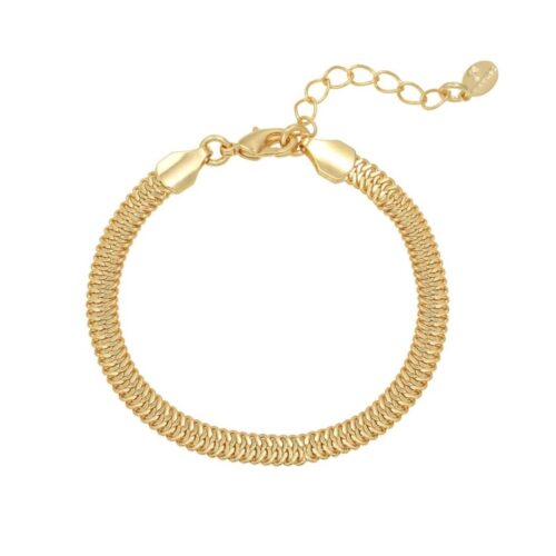 Bracelet doré à maille fine Tendresse, au design minimaliste et élégant, porté seul ou en accumulation.