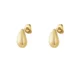 Boucle d’oreille Pear en acier inoxydable plaqué or 14 carats portée, design goutte minimaliste femme